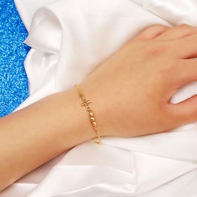 China Zuowen Jewelry Factory Bracelet Women's Durable 925 Sterling Silver 18K Gold Plated Charm Cross Bracelet for sale