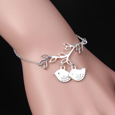 China ZUOWEN branch bird electroplating pendant bracelet female simple wild adjustable bracelet lead free nickel free alloy for sale