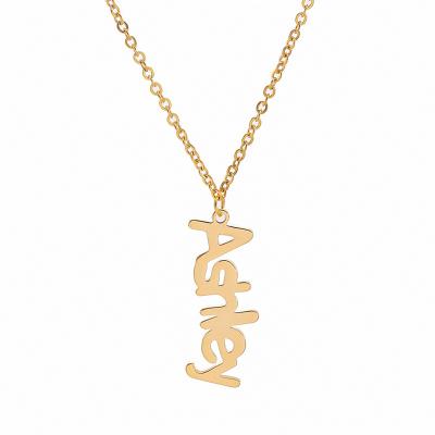 China Hiphop ZUOWEN Fashion Personality Signature Name Light Luxury Customizable Gold Plated Monogram Stainless Steel Necklace for sale