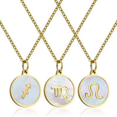 China ZUOWEN Zodiac Zodiac Symbol Light Titanium Steel Gold Style Jewelry Stainless Steel Luxury Simple Initial Necklace for sale