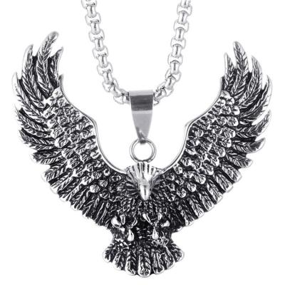 China ZUOWEN Fashion Titanium Steel Men's Retro Stainless Steel Eagle Pendant Punk Necklace Retro Chic Eagle Pendant Necklace for sale