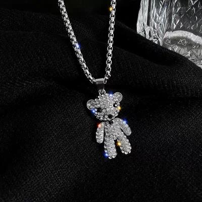 China Hiphop ZUOWEN 2021 Trendy Cute Bear Plata Stainless Steel Jewelry Necklace Wholesale Animal Pendant Design For Kids for sale