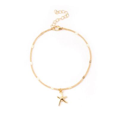 China BOHEMIA Summer Beach Five Star Led Star Anklet Lucky Star Chain Anklet Gold Plated For Women for sale