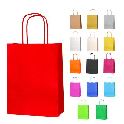 China Customized Recyclable Colors Matching Logo Printing Small Paper Party Bags Soft Paper Gift Bags With Twist Handles for sale