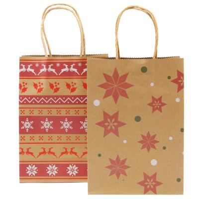 China Logo Gift Bags Christmas Paper Custom Recyclable Holiday Wrapping Paper Shopping Bag Christmas Gift Party Bags With Handle for sale