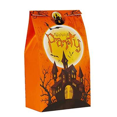 China Recyclable Paper Halloween Trick or Treat Candy Snacks Goodie Bags with Stickers Halloween Candy Bags Gift Bags for Kids for sale