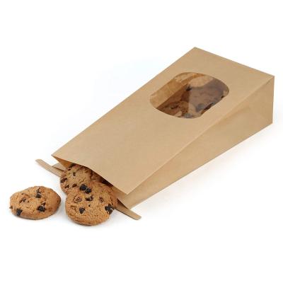 China Recyclable 50 PCS Brown Tin Tie Tab Lock Bags Kraft Paper Bags For Cookies Nuts Coffee 50 PCS Stickers Handmade Bakery Bags With Window for sale