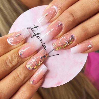 China Eco-Friendly ABS Glitter Professional Nail Naixi Ballerina Long Manicure Press On Nails Full Cover Art Artificial Fake Fingernails For Women for sale