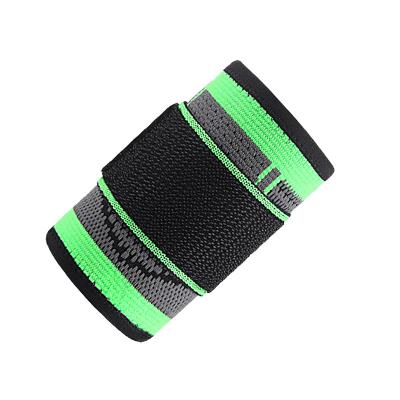 China Adjustable Elasticity Breathable Custom Wrist Wraps Fitness Weightlifting Breathable Green Nylon Wrist Support for sale