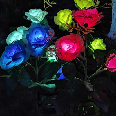 China Hot Selling LANDSCAPE Solar Garden Lights Outdoor Event Party Decoration Led Solar Rose Flower Light For Garden Artificial Park for sale