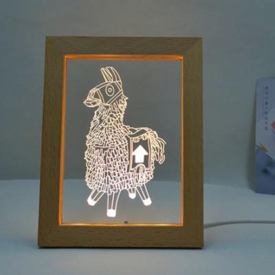 China EUROPEAN Hot Sale Customized Dimmable 3D LED Acrylic Illusion Night Light Wooden Frame For Photo for sale