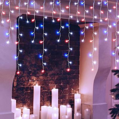 China Hot Sale Holiday Christmas Decorations Lights 96 LED Icicle Lights 8 Modes Window Curtain Twinkle Lights For Party Wedding for sale