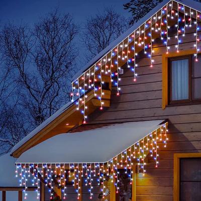 China Hot Sale Holiday LED Christmas Lights 96 LED Outdoor Curtain Decorations 8 Fairy Lights With Drops For Christmas Holiday for sale