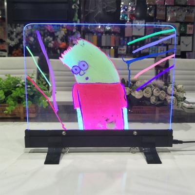 China Hot Sale Modern Transparent Acrylic Glass Rewritable Glass Night Note Board Writing Diy Note Board Led Light Weight Note Board for sale