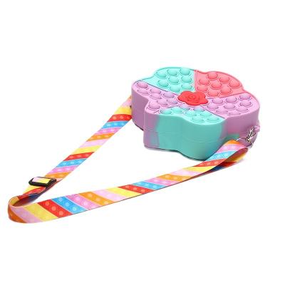 China The Big Rat Educational Toys Killer Bag Silicone Pink Bubble Children's Cross - Body Flower Coin Purse Bag for sale