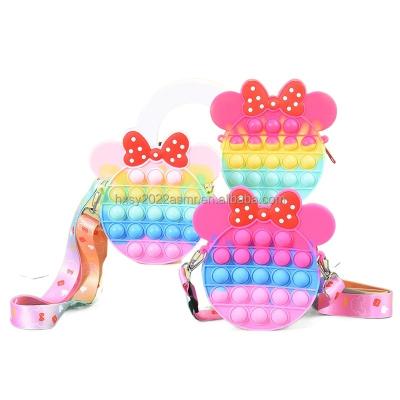 China Educational Toys 2022 Trendy Relaxing Busy Person Purse Toys Pops Purse Toys Push Pop Money Bag Silicone Rainbow Popit Mickey Mouse Coin Purse for sale