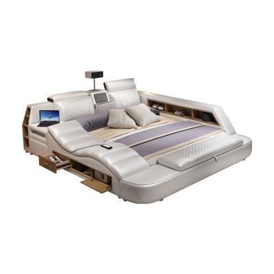 China Modern Leather Multifunctional Minimalist Massage Bed Tatami Bedroom Smart 1.8m Head Bed With Head Massage for sale