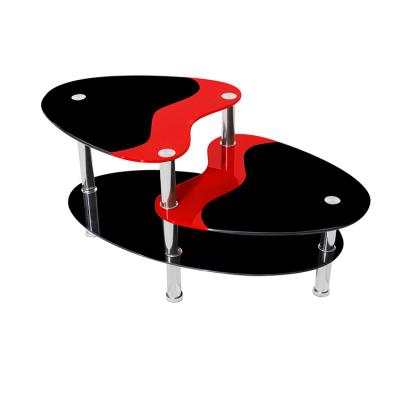 China Hot Selling Adjustable Design Modern Furniture Oval Living Room Table (Other) Tempered Round Stainless Steel Glass Coffee Tables for sale