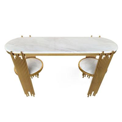 China Modern Design Hotel Marble Entry Table Hallway Console Table With Stainless Steel Marble Top Gold Marble Console Table for sale