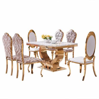 China (Others)Adjustable Home Furniture Dining Chair And Table Set Household New Marble Rectangular Dining Table for sale