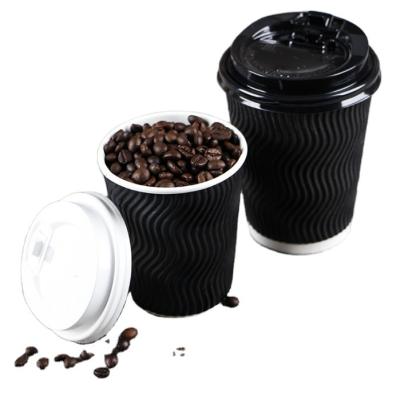 China Custom printed black Hot double wall biodegradable coffee paper cups wholesale for sale