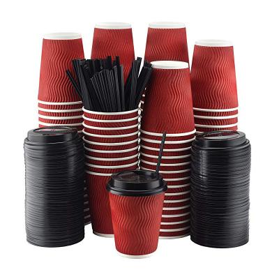 China Wholesale printing single wall disposable paper cups hot coffee paper cup with sleeves and lid for sale