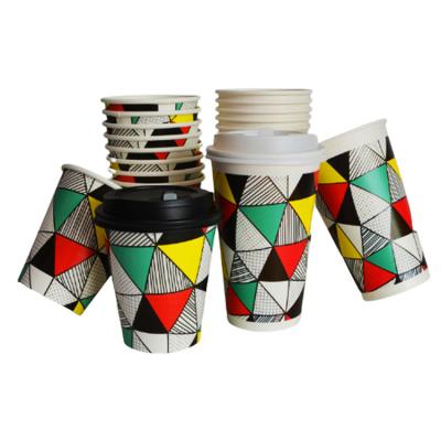 China Hot Sell Disposable Double Wall coffee Ripple Paper cups with lids for sale