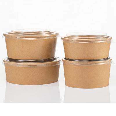 Cina Disposable take away kraft paper salad bowl with PET lid in vendita