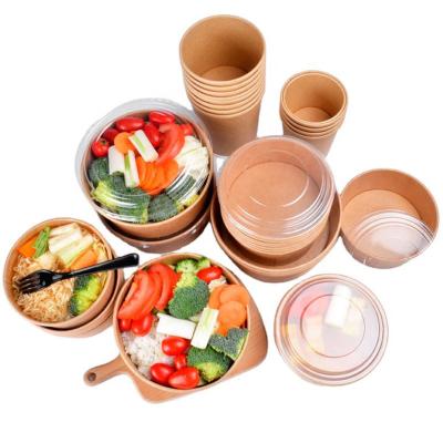 Cina Disposable pla coating kraft printed paper bowl salad food snacks paper bowl for party in vendita