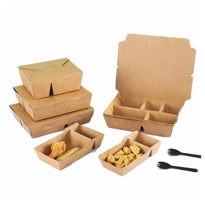 China 350g Wholesale Food Packing Kraft Snack Biodegradable Sandwich Paper Takeaway Box for sale