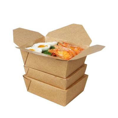 China Disposable custom printed folding drawer takeaway kraft lunch food paper salad box for sale