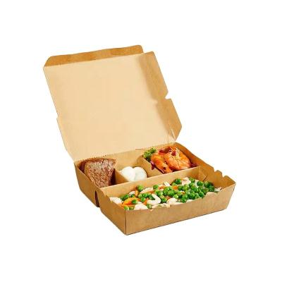 China Restaurant Food Grade Disposable Kraft Paper Fast Food Box for sale