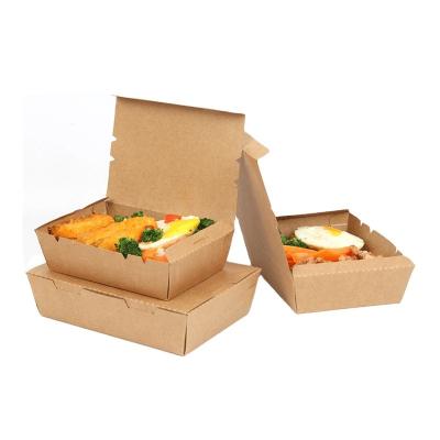 China Biodegradable brown kraft paper box disposable food paper box for sale