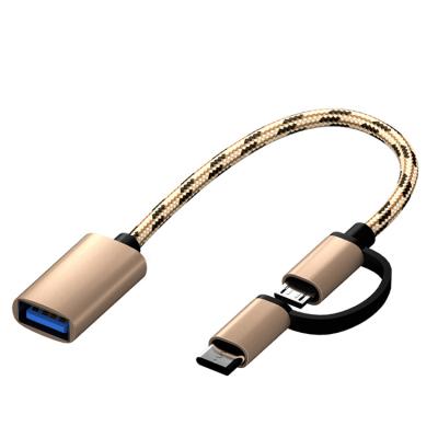 China Exquisite 2in1 usb 3.0 2 in 1USB Micro USB Male Phone Adapter Type-C to USB 3.0 Connect Female OTG Adapter Cable for sale