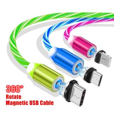 China 2A Free Sample 3 In 1 Led Luminous Mobile Magnetic Type C Charger Usb Cable for sale