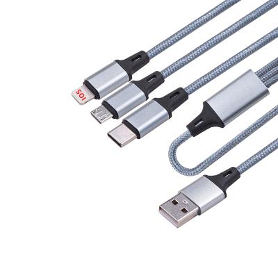 China Fast Charging Speed ​​Charging Multi Cable 3 in 1 Nylon Braided2.4A Micro Faster USB C Cable For Mobile Phone Cable for sale