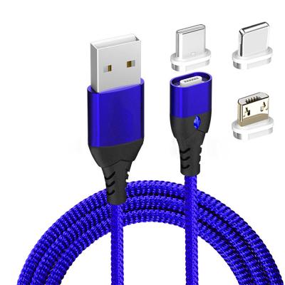 China Convenient Mobile Phone Charging Data Cable Android Type-C Fast Charging USB Charger Strong Magnet Tip Magnetic Cable 3 in 1 for sale