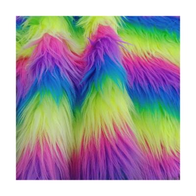 China Five Colors Artificial Fur High Quality Rainbow Colorful Ladies Hair Dyeing Artificial Fur Carpet Decoration for sale