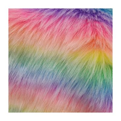 China High Quality Clear Plush White Hair Tips Faux Fur Rainbow Fox Fur Toy Clothing Cheap Clearing 100 Polyester Knit for sale