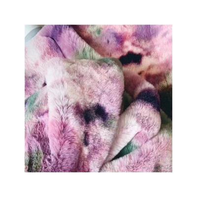 China Chinese Suppliers Dyeing Professional Custom Design Rabbit Hair Tie Dye Fabric Faux Fur Wool Fabric for sale