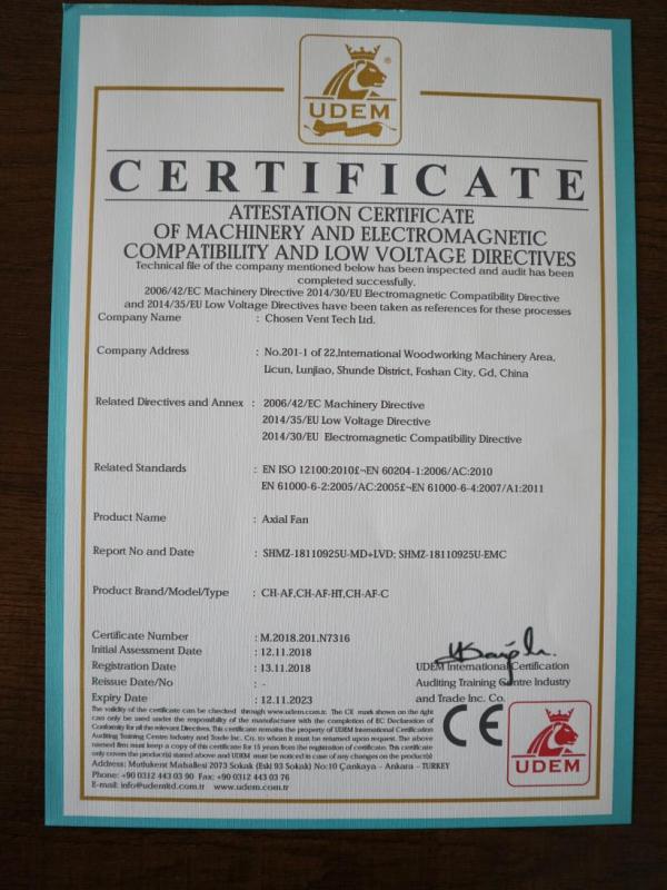 CE - Foshan Chosen Vent Tech Ltd.