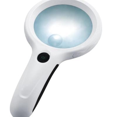 China Protect Eyes Skidproof 8LED 10X Handheld Magnifying Glass With Silver Detect Lamp Lens 10x Magnifier Magnifier for sale