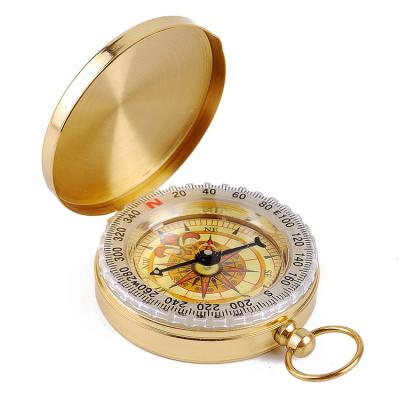 China Hot Sale Compass Glow In The Dark Portable Metal Outdoor Rise Brass Compass With Lid for sale