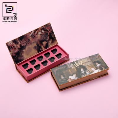 China Handmade High Quality Customized Gold Stamping And Embossing Eyeshadow Palette Reserved Shaped Box for sale