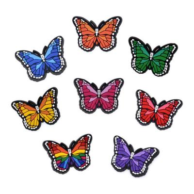 China Colorful Soft Rubber Shoe Buckle PVC Shoe Charms Nice Butterfly Style Shoe Charms Clog Shoe Accessory Decorations for sale