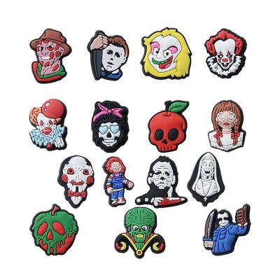 China Best Selling Shoe Buckle Halloween Cartoon PVC Rubber Shoe Charms Shoe Accessories Clogs Charms for sale