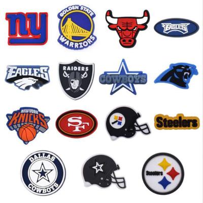 China Fast Delivery PVC Croc Shoe Buckle Charm Sports Teams Logos Clogs Sandals Shoe Charms Fit For Wristbands for sale