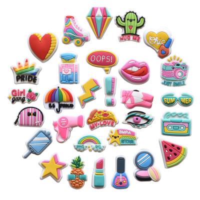 China Shoe Buckle 1800Pcs Cartoon PVC Rubber Shoe Charms Shoes Accessories Clog Jibz Fit For Wristband Croc Decorations for sale