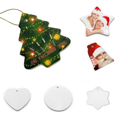 China Hot Minimalist Amazon Selling Sublimation Blank Christmas Ornaments Ceramic Christmas Blanks For Christmas Tree Decoration for sale