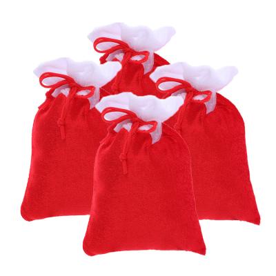 China Velvet Christmas Gift Bag Christmas Tree Decorations Holiday Hanging Decoration Props Drawstring Gift Wrapping Bag for sale